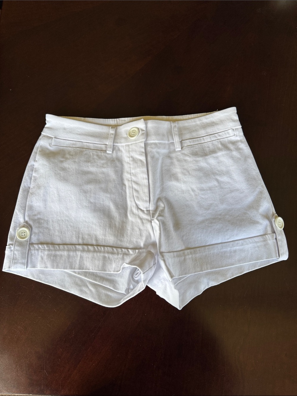 White Womens Button-Hem Shorts